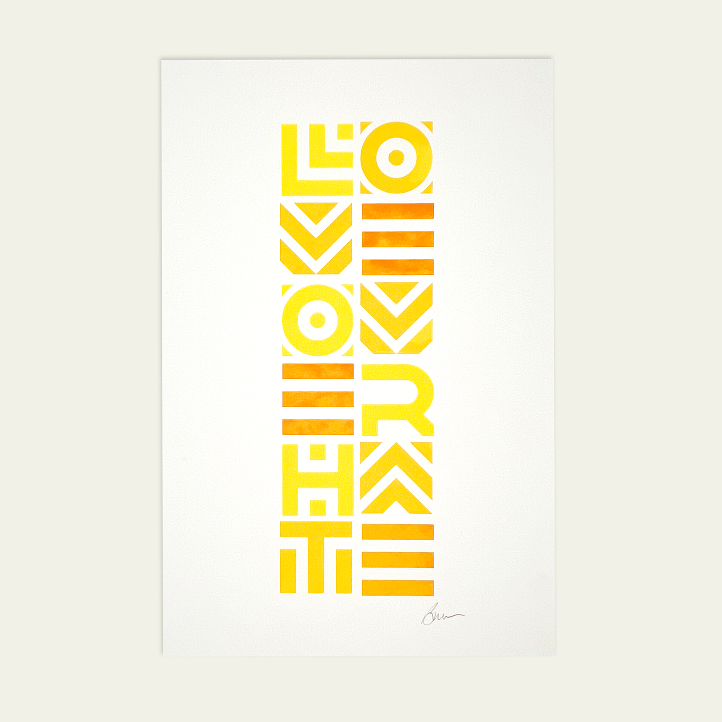 LOVE OVER HATE in yellow tones